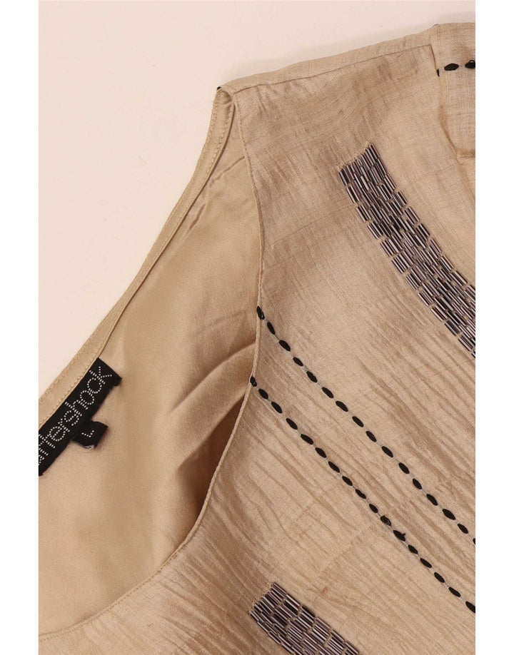 Aftershock Womens Shift Dress UK 14 Stor Beige Stribet