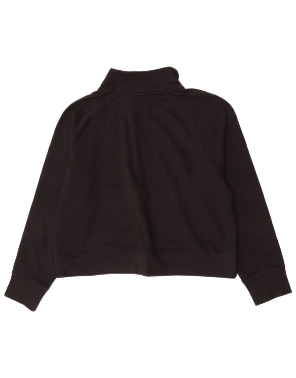 Dkny Womens Crop Zip Neck Sweatshirt Jumper UK 16 Large Black Bomuld