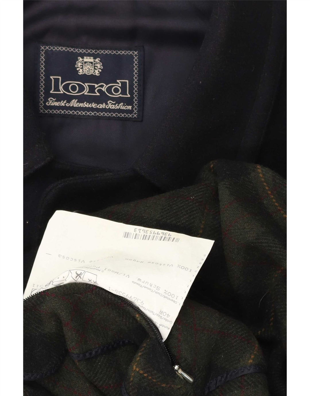 Lord Herre Overfrakke UK 40 Large Navy Blue Virgin Wool