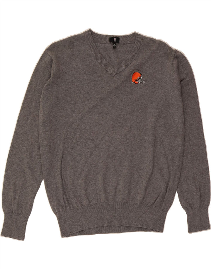 NFL Mens Cleveland Browns V-Neck Jumper Sweater Medium Grey Cotton Vintage NFL and Second-Hand NFL from Messina Hembry 