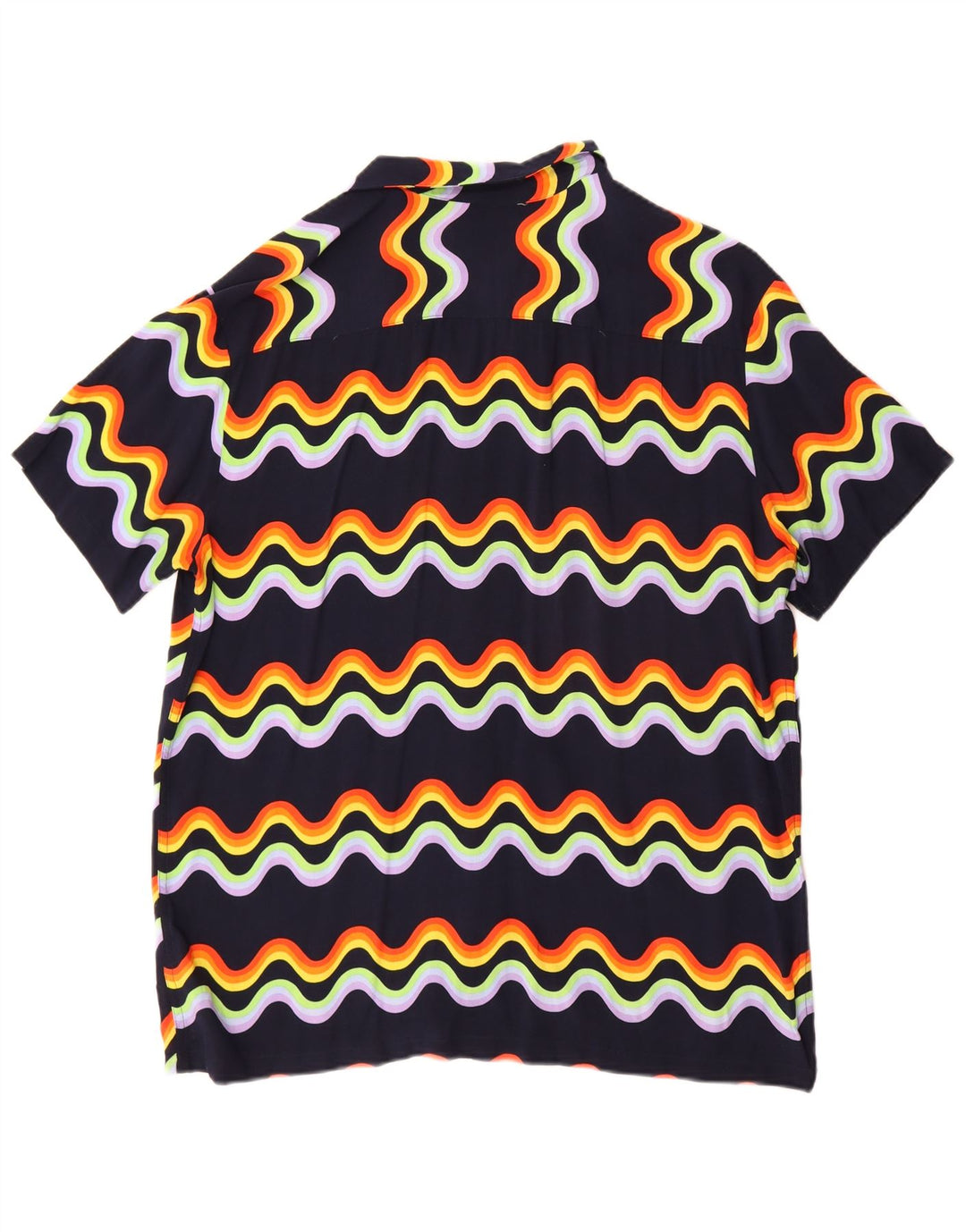 Vintage kortærmet herreskjorte Stor marineblå Chevron Viscose