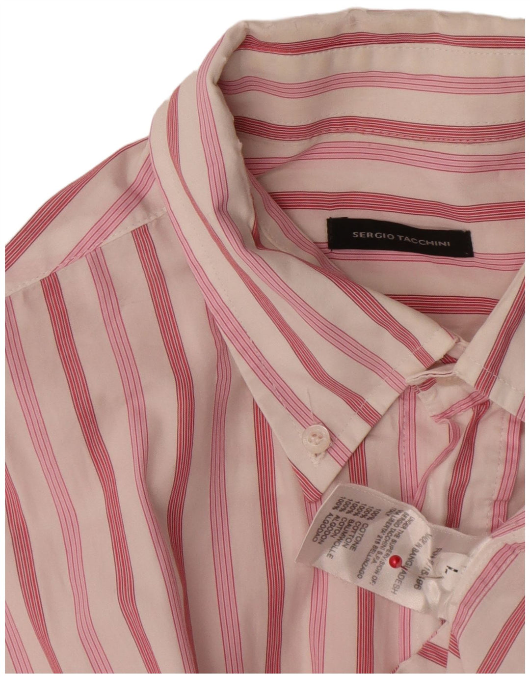 Sergio Tacchini herreskjorte stor pink stribet bomuld