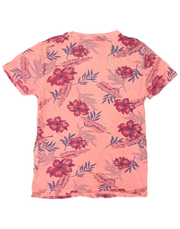 Superdry Mens Graphic T-Shirt Top Medium Pink Floral Cotton