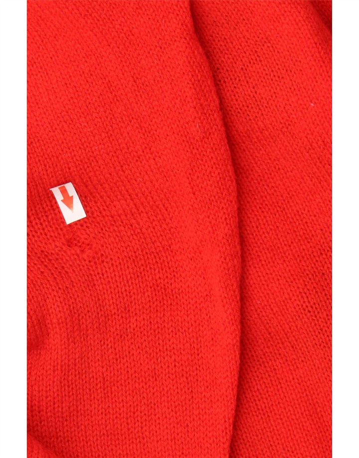 Vintage Herre Crew Neck Jumper Sweater Large Red Argyle/Diamond