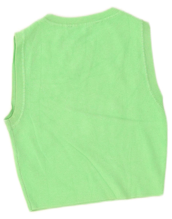 Zara Womens Crop Vest Tank Top UK 8 Small Green Viscose