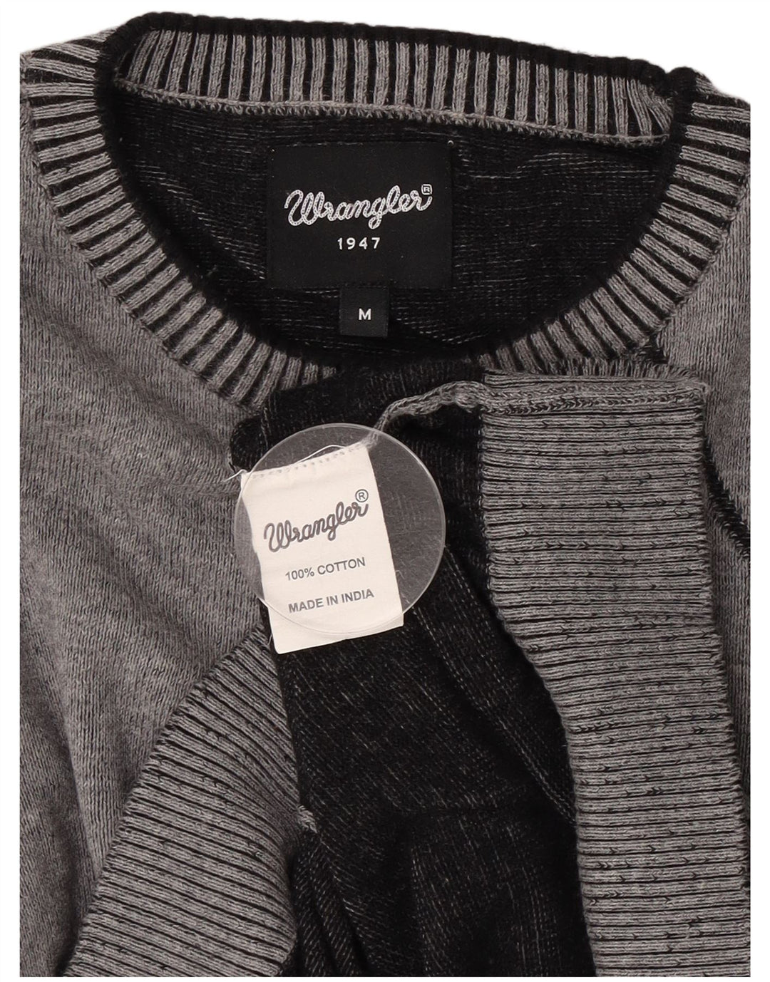 Wrangler Herre Crew Neck Jumper Sweater Medium Grey Geometrisk Bomuld