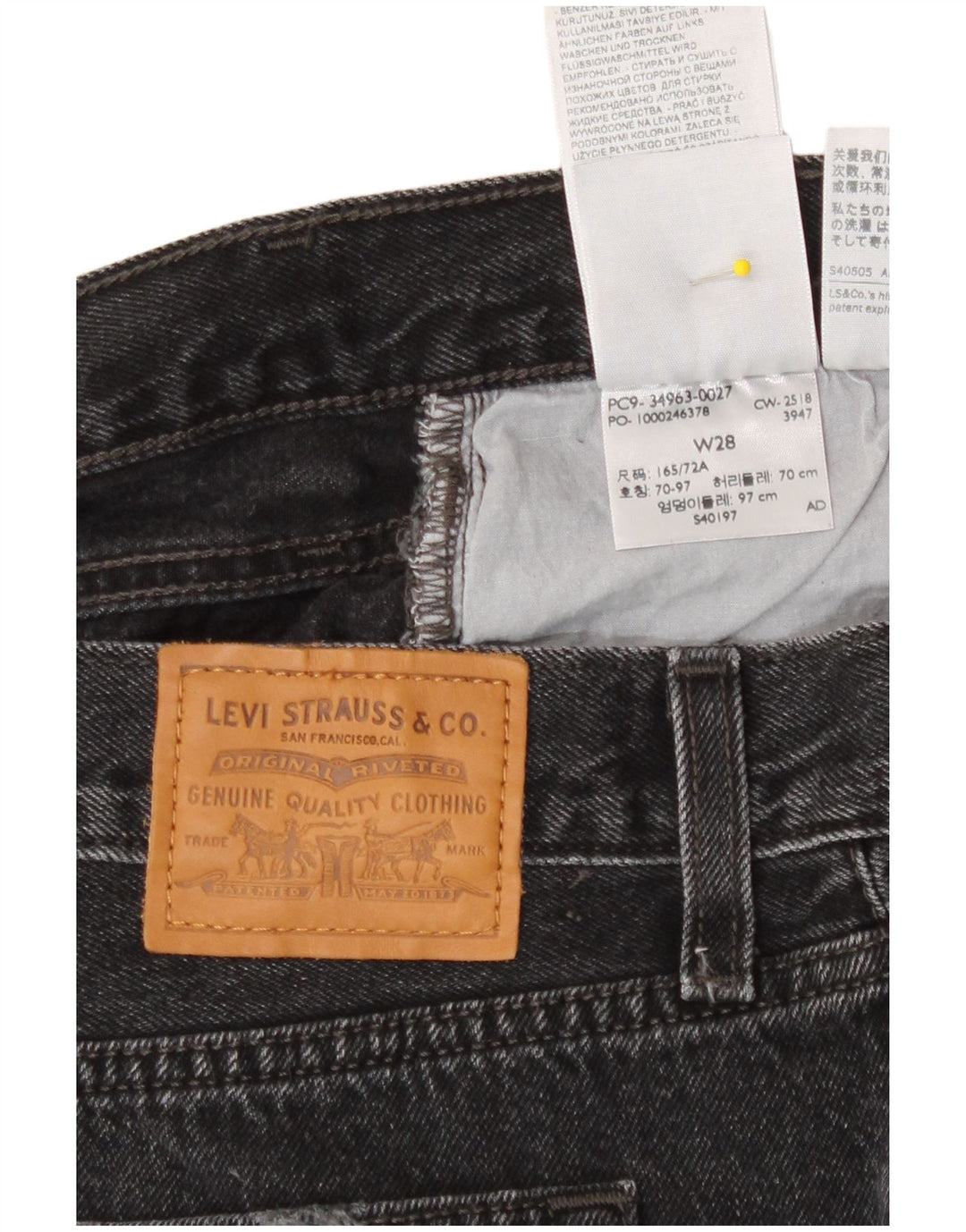 Levi's Dame Denim Distressed Mini Nederdel W28 Medium Sort Bomuld