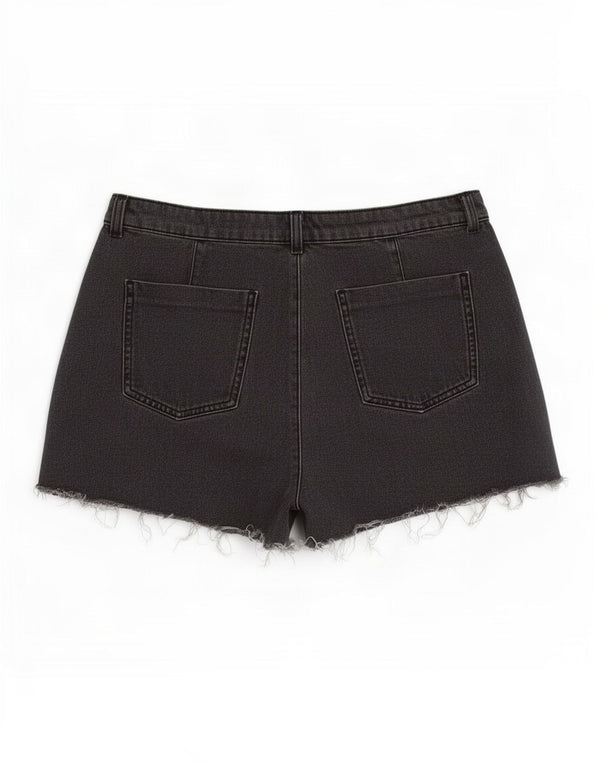 Zara Dame højtaljede denimshorts Large W30 Sort