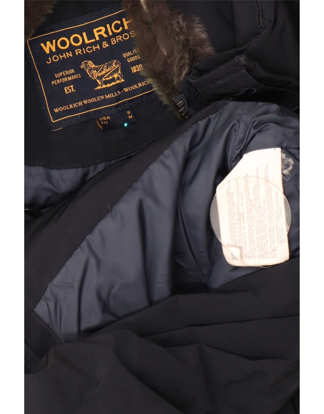 Woolrich Polstret frakke til mænd UK 38 Medium Navy Blue Polyester