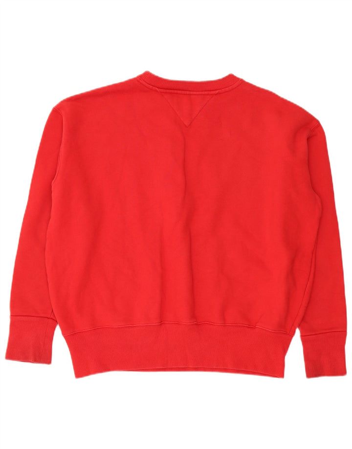 Tommy Hilfiger Dame Grafisk Oversized Sweatshirt Jumper UK 14 Medium Rød