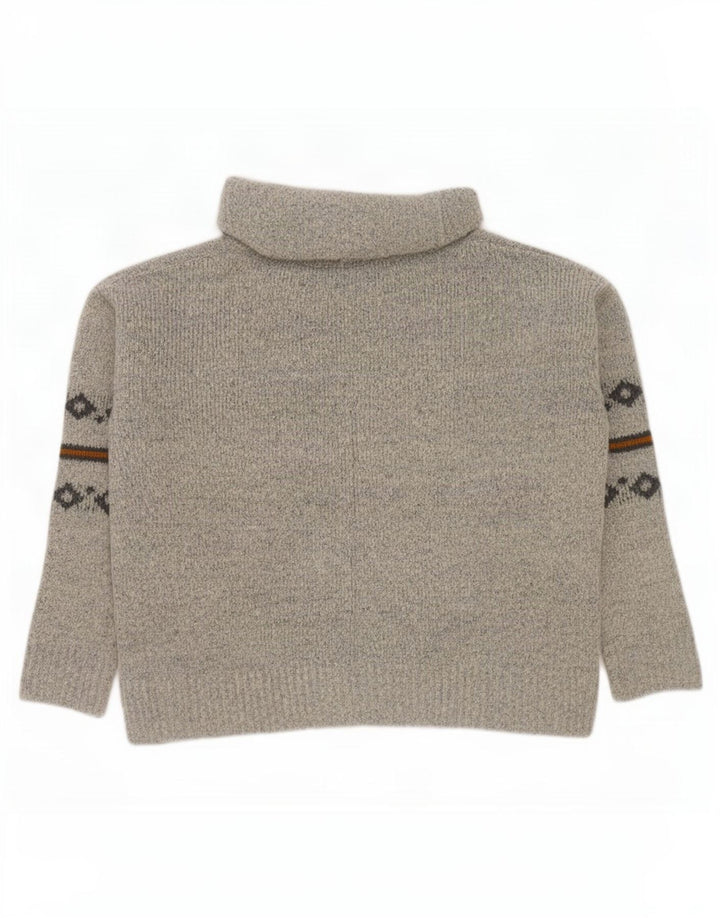 Weird Fish Dame Roll Neck Jumper Sweater UK 14 Large Grey Fair Isle