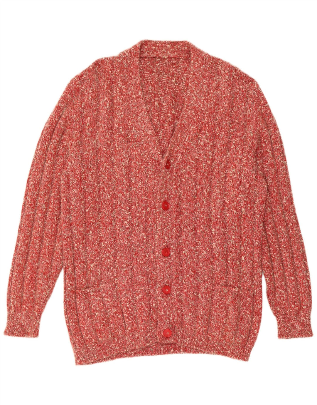 Vintage cardigan sweater til mænd, stor rød flækket