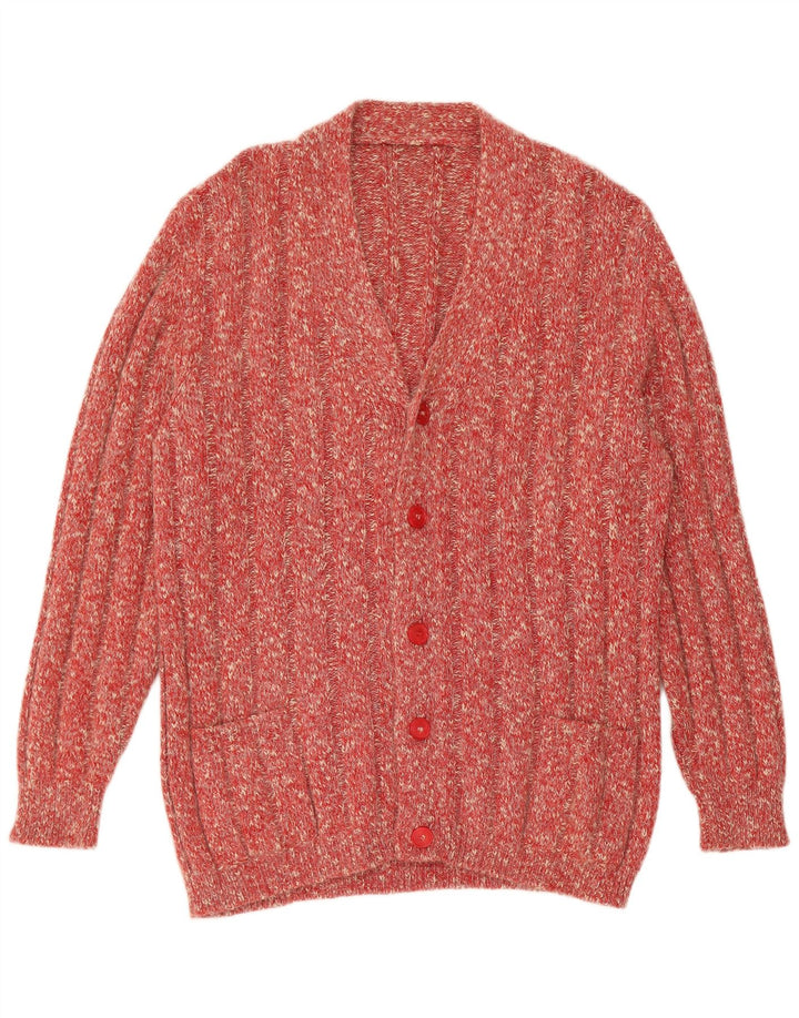 Vintage cardigan sweater til mænd, stor rød flækket