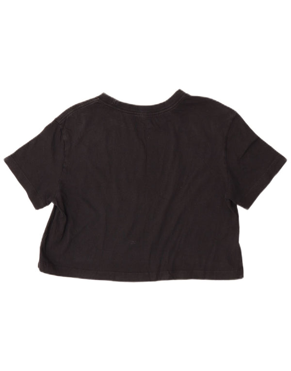 Nike Womens Crop Graphic T-Shirt Top UK 10 Small Black Bomuld