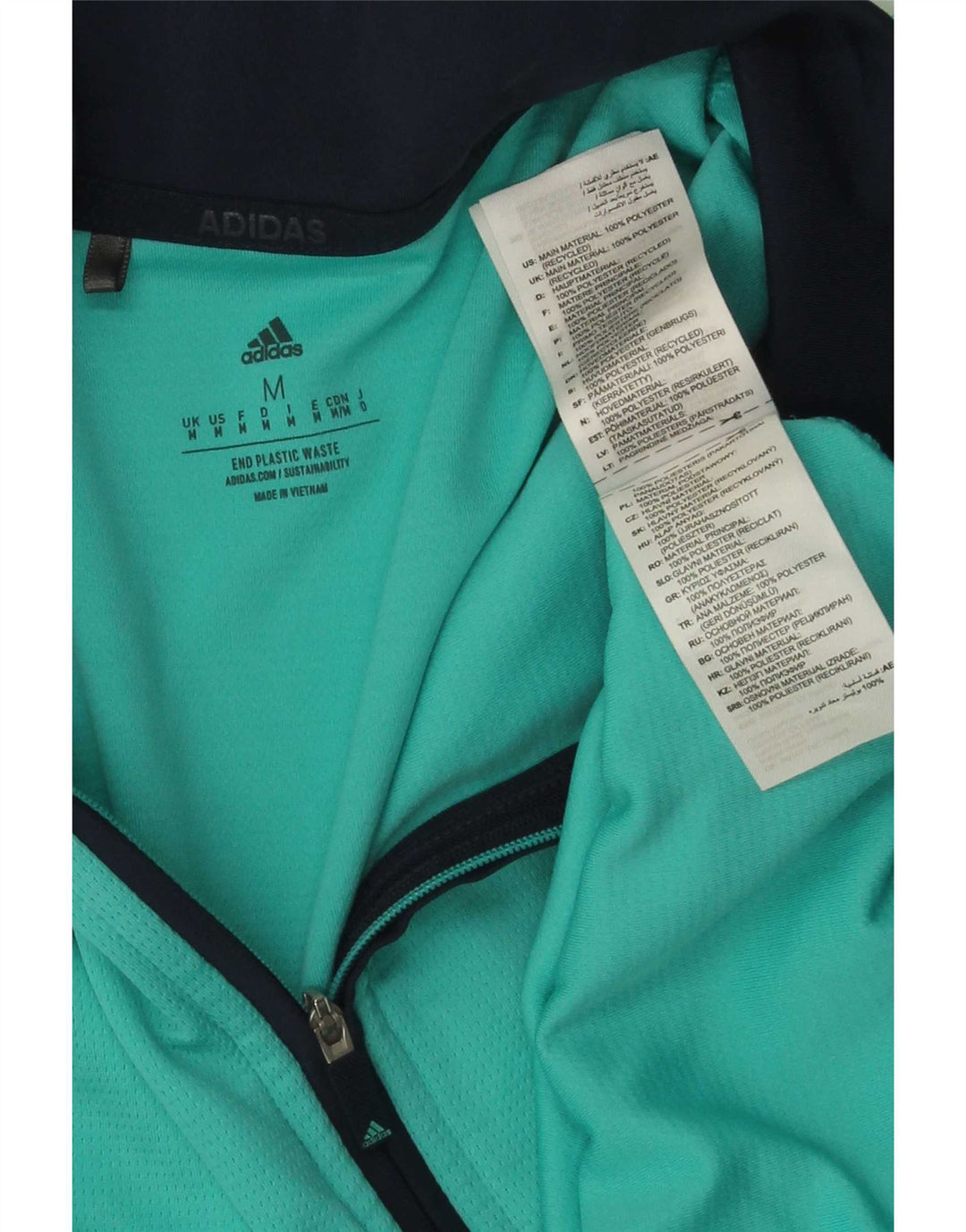 Adidas Herre Pullover med lynlåsudskæring Træningsdragt Top Medium turkis polyester
