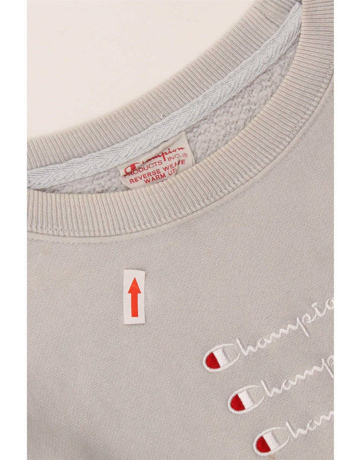 Champion Dame Grafisk Sweatshirt Jumper UK 10 Lille Grå Bomuld