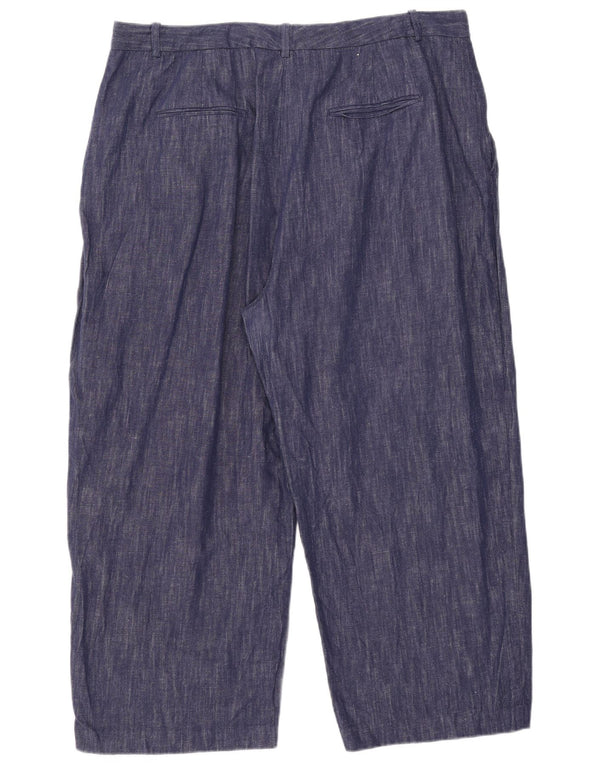 Marks & Spencer Dame Cropped Trousers UK 22 3XL W41 L25 Navy Blue