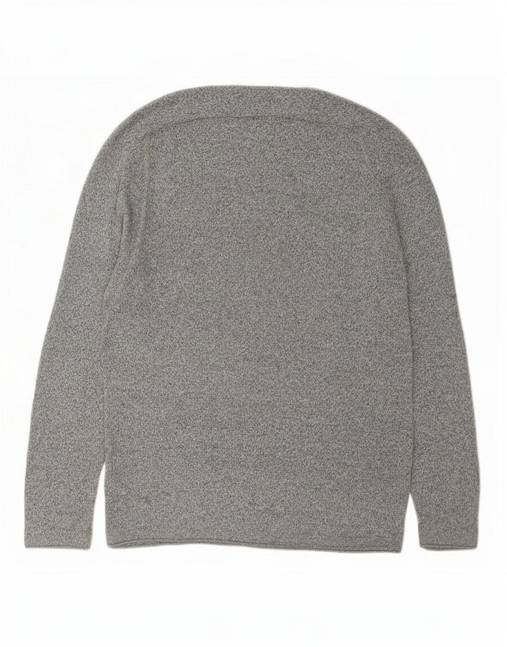 Zara Herre Boat Neck Jumper Sweater Stor Grå Flecked Bomuld