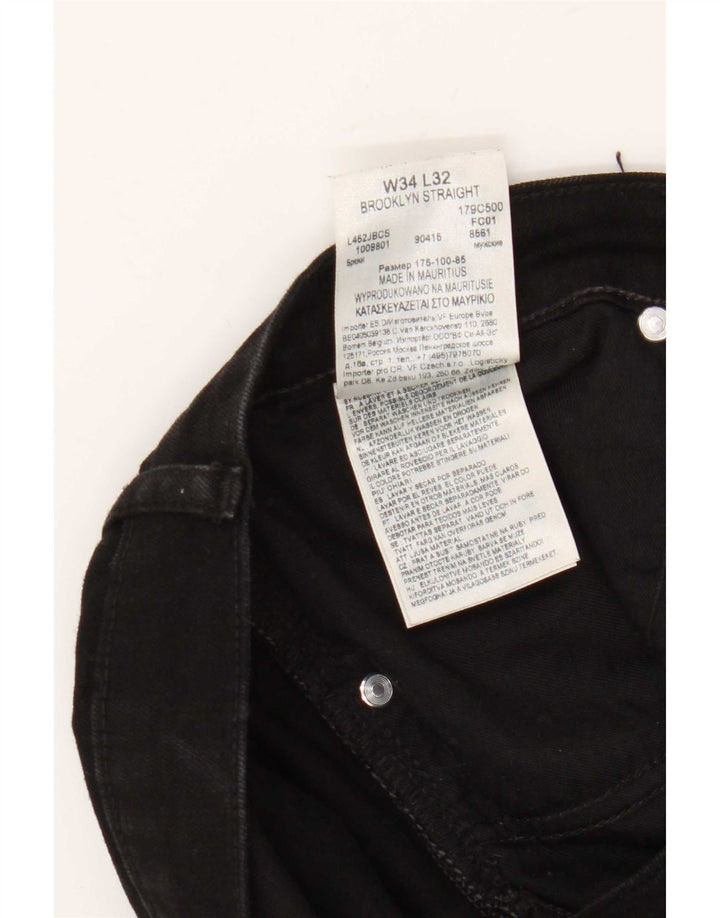 Lee Mens Brooklyn Straight Jeans W34 L32 Sort Bomuld