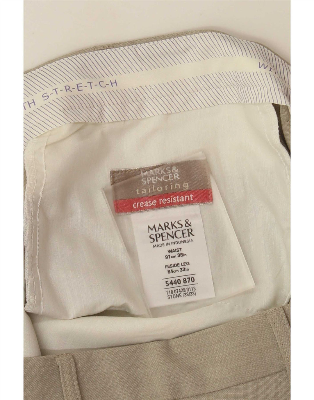 Marks & Spencer Straight Suit Bukser til mænd W38 L30 Beige Polyester