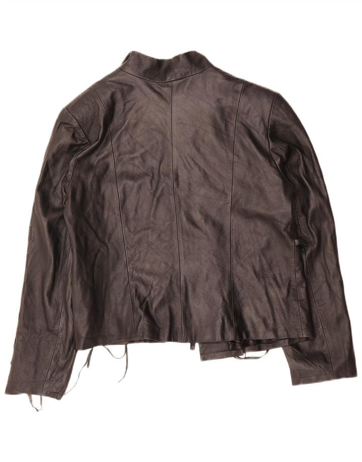 VINTAGE Dame Læderjakke IT 44 Medium Sort