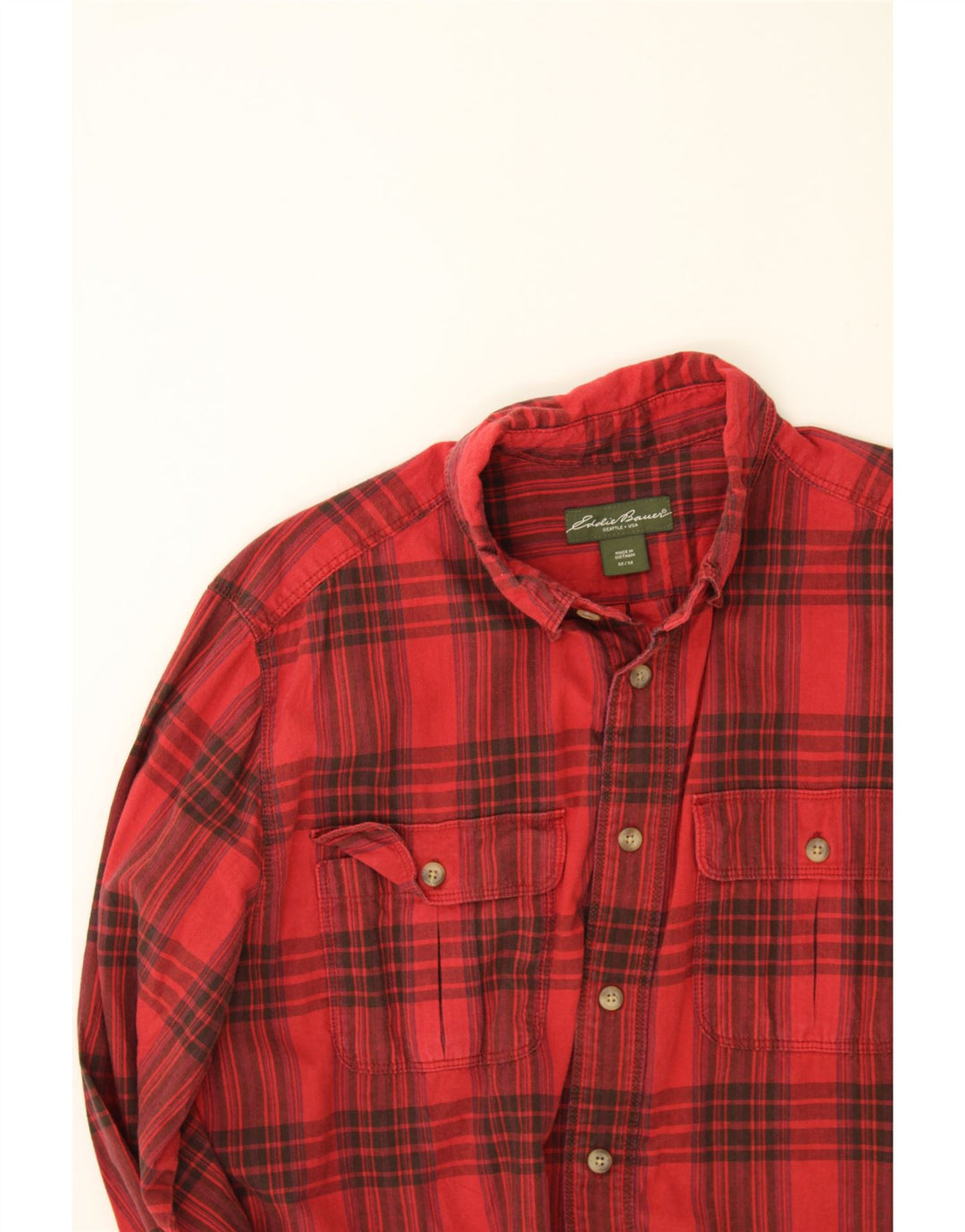 EDDIE BAUER Mens Shirt Medium Red Check Cotton Vintage Eddie Bauer and Second-Hand Eddie Bauer from Messina Hembry 