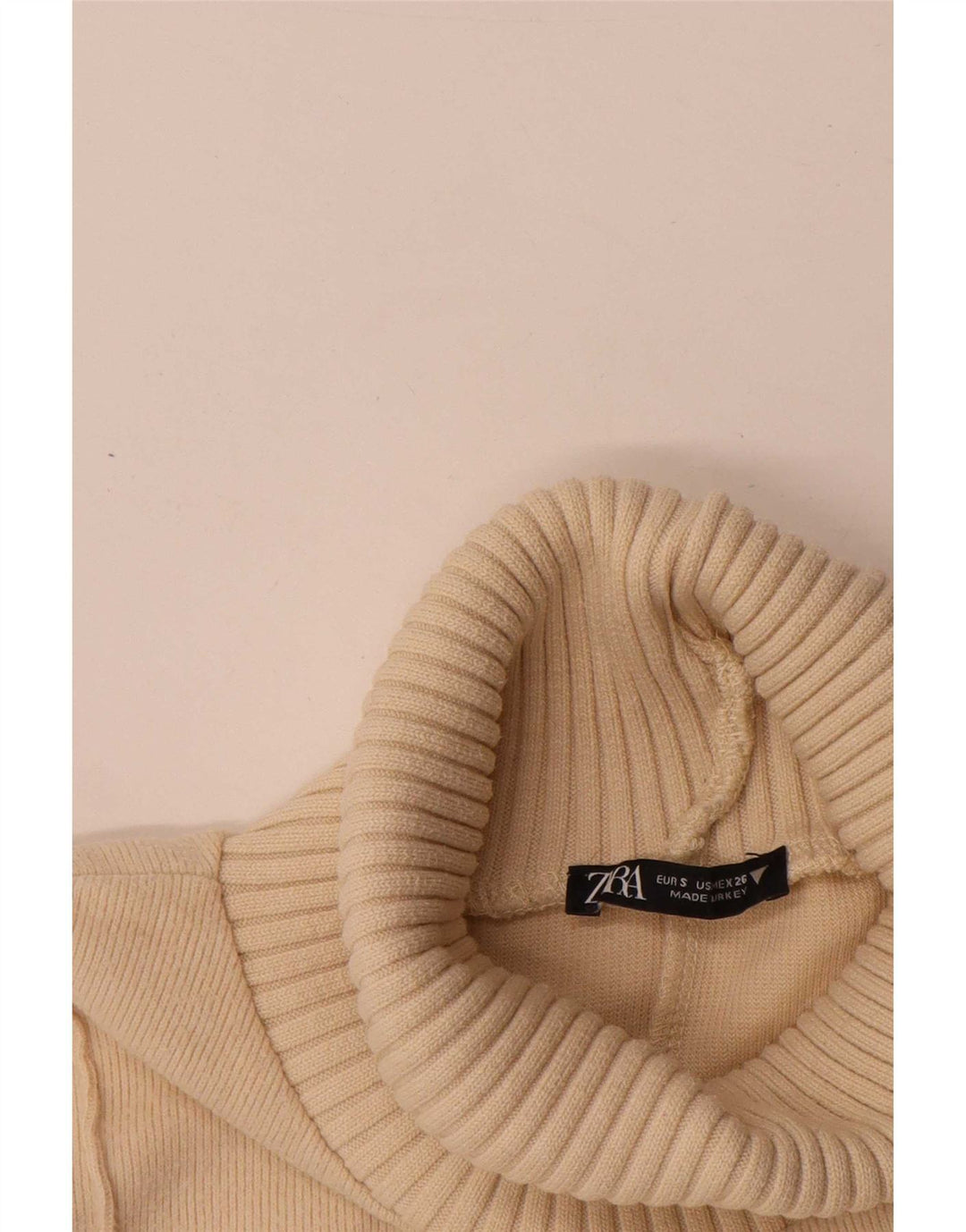 Zara Dame Vest Tank Top UK 10 Small Beige Polyester