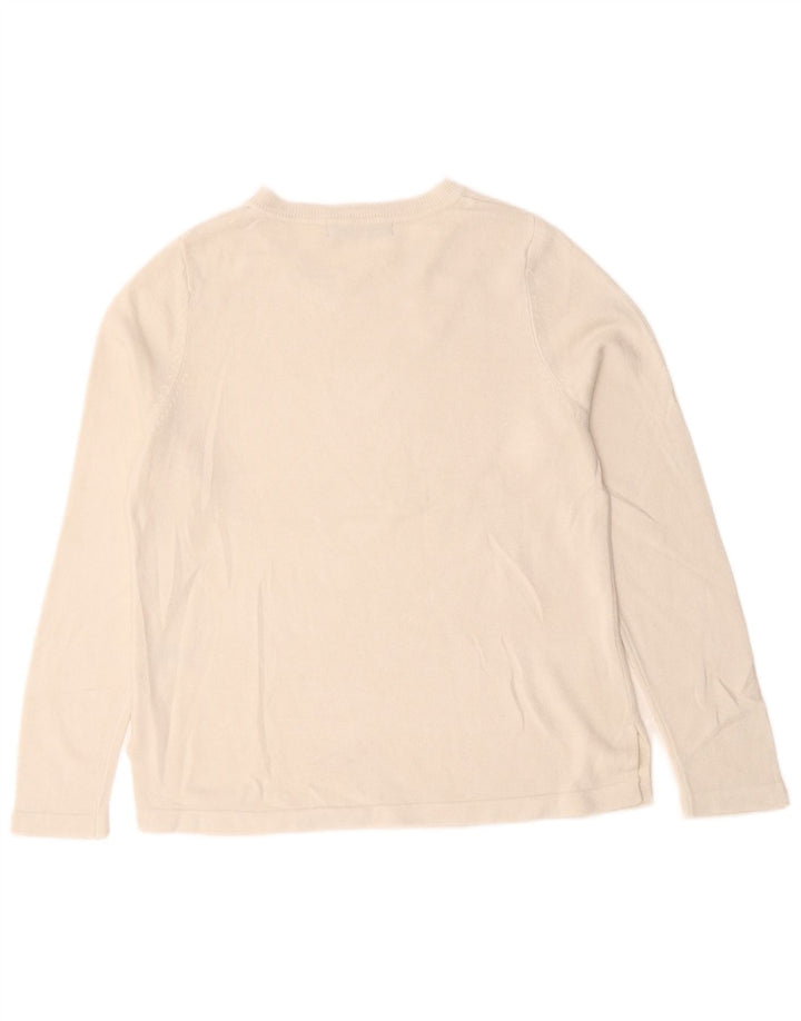Marks & Spencer Dame sweater med rund hals DK 12 Medium hvid akryl
