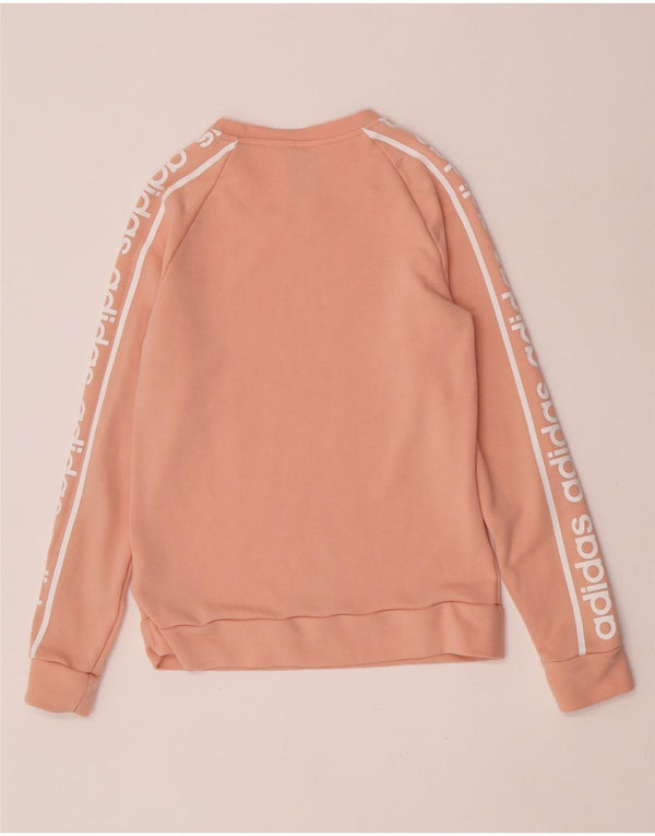 Adidas Dame Grafisk Sweatshirt Jumper UK 12/14 Medium Pink Bomuld
