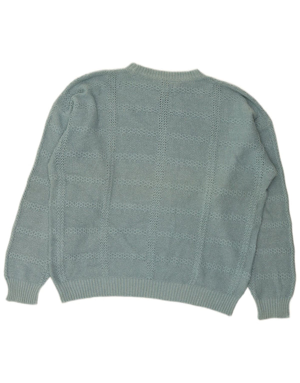 I Maschi Herre Crew Neck Jumper Sweater IT 50 Medium turkis stribet silke
