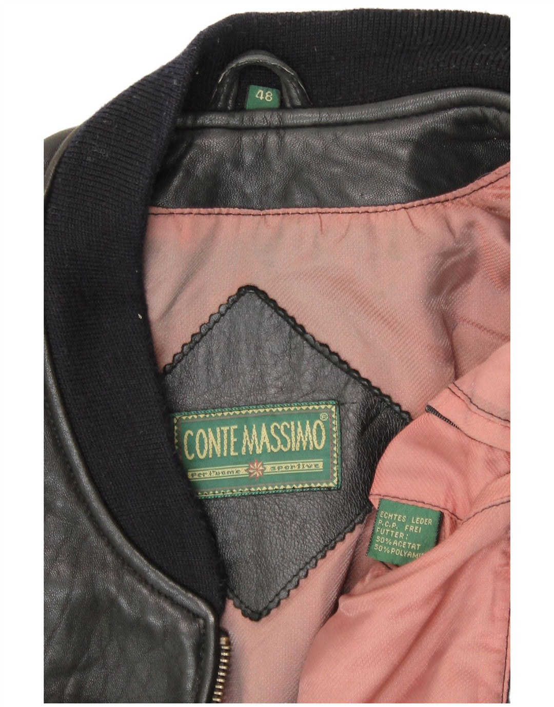 Conte Massimo Herre Loose Fit Bomber Jacket IT 48 Medium Sort Læder