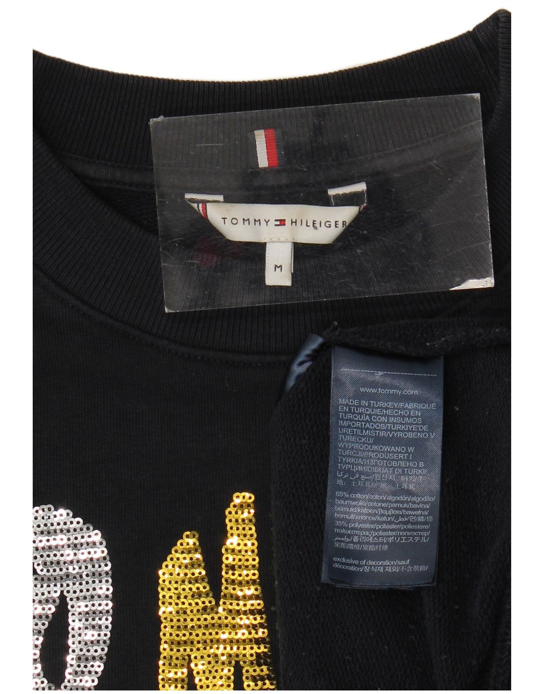 Tommy Hilfiger Dame Grafisk Sweatshirt Jumper UK 14 Medium Navy Blue
