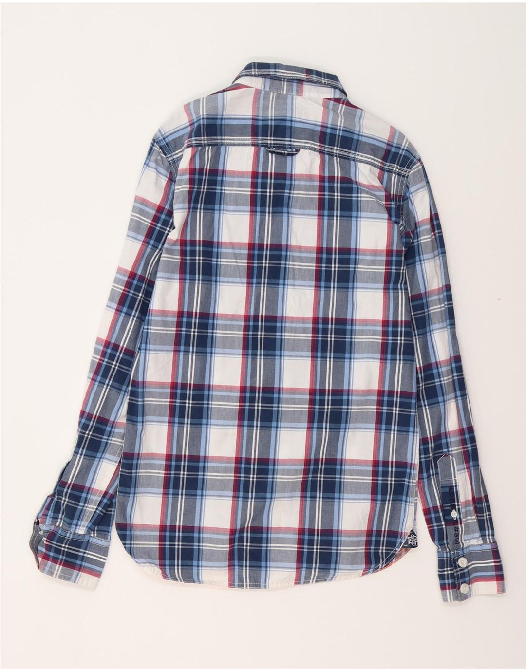 SUPERDRY Herreskjorte lille marineblå plaid bomuld