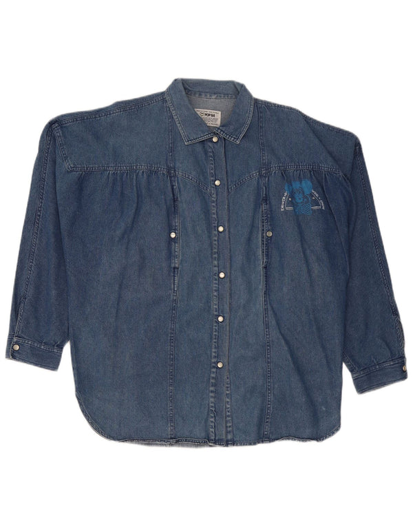 POP 84 Dame Oversized Denim Shirt UK 14 Medium Blue Cotton