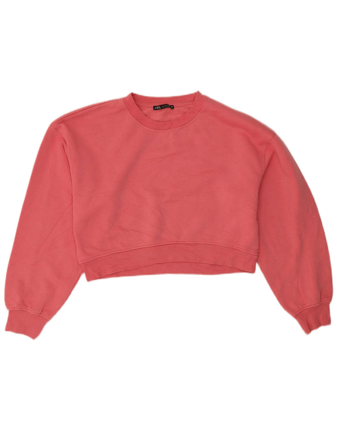 Zara Womens Crop Oversized Sweatshirt Jumper UK 10 Small Pink