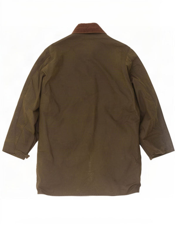 Barbour Herre Border Waxed Cotton Jacket UK 40 Medium Khaki Colourblock