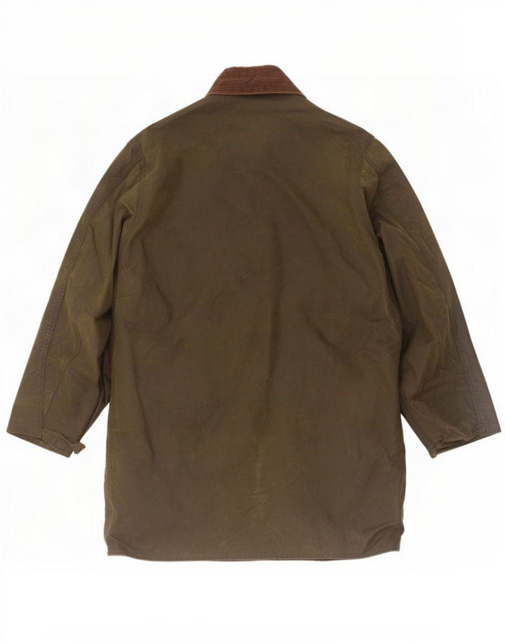Barbour Herre Border Waxed Cotton Jacket UK 40 Medium Khaki Colourblock