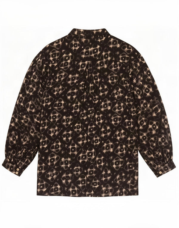 Toast Dame Oversized skjortebluse UK 12 Medium Black Geometric Viscose