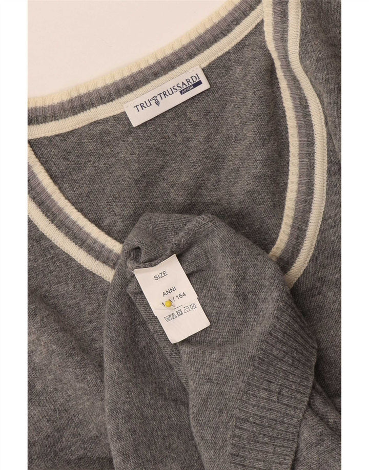 Trussardi Junior Drengevest Tank Top 13-14 år Gråstribet viskose