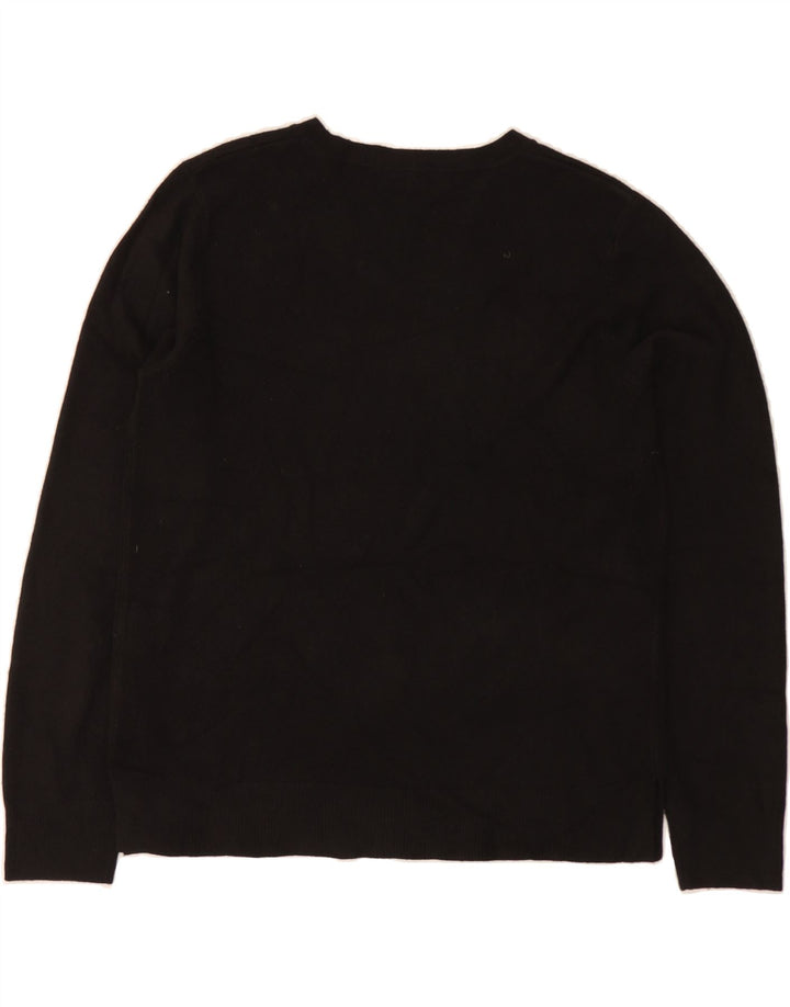 MARKS & SPENCER Womens Crew Neck Jumper Sweater UK 14 Large  Black Acrylic Vintage Marks & Spencer and Second-Hand Marks & Spencer from Messina Hembry 