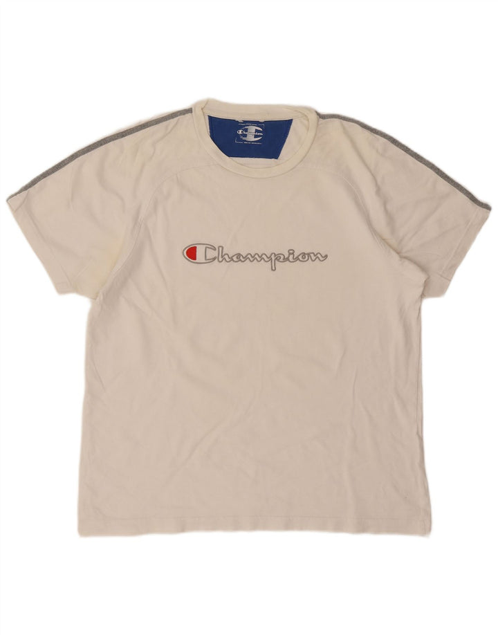 CHAMPION Herre Grafisk T-Shirt Top Medium Hvid