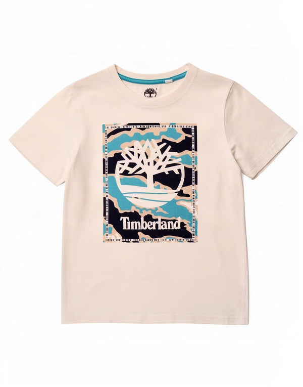 Timberland Boys Grafisk T-Shirt Top 11-12 år XS Hvid Bomuld