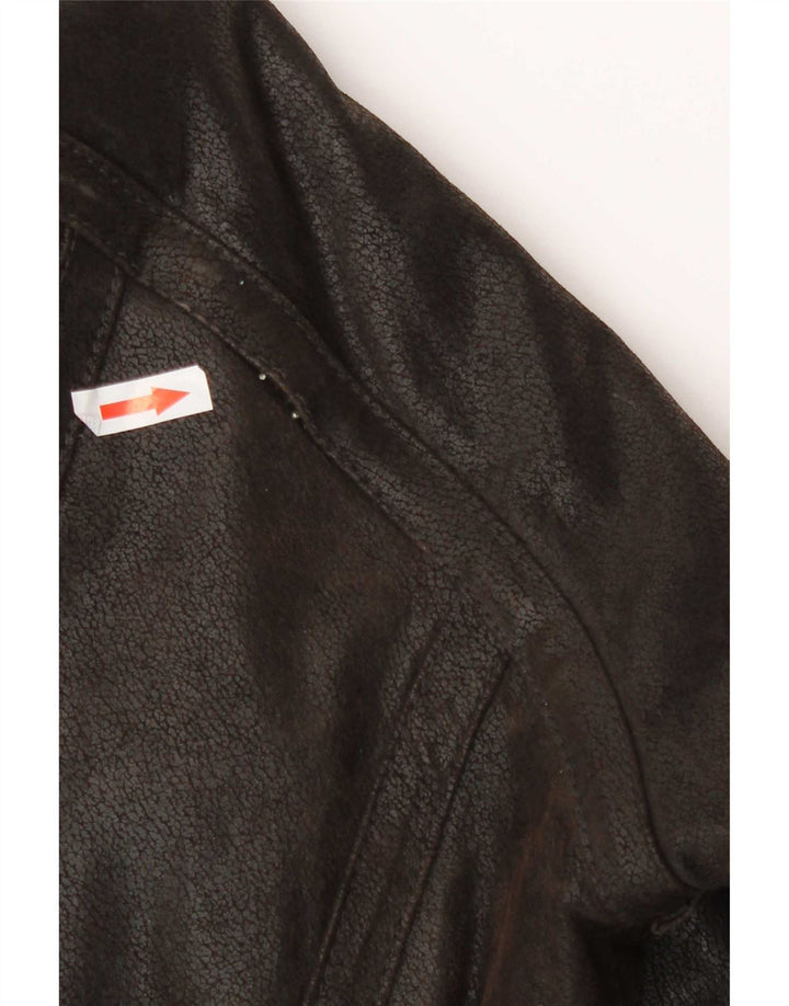 Vintage Sherpa læderjakke til mænd UK 38 Medium Brown Colourblock