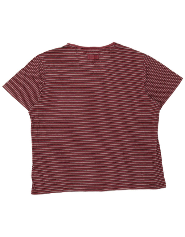 Fat Face Herre T-Shirt Top 2XL Bourgogne Stribet Bomuld