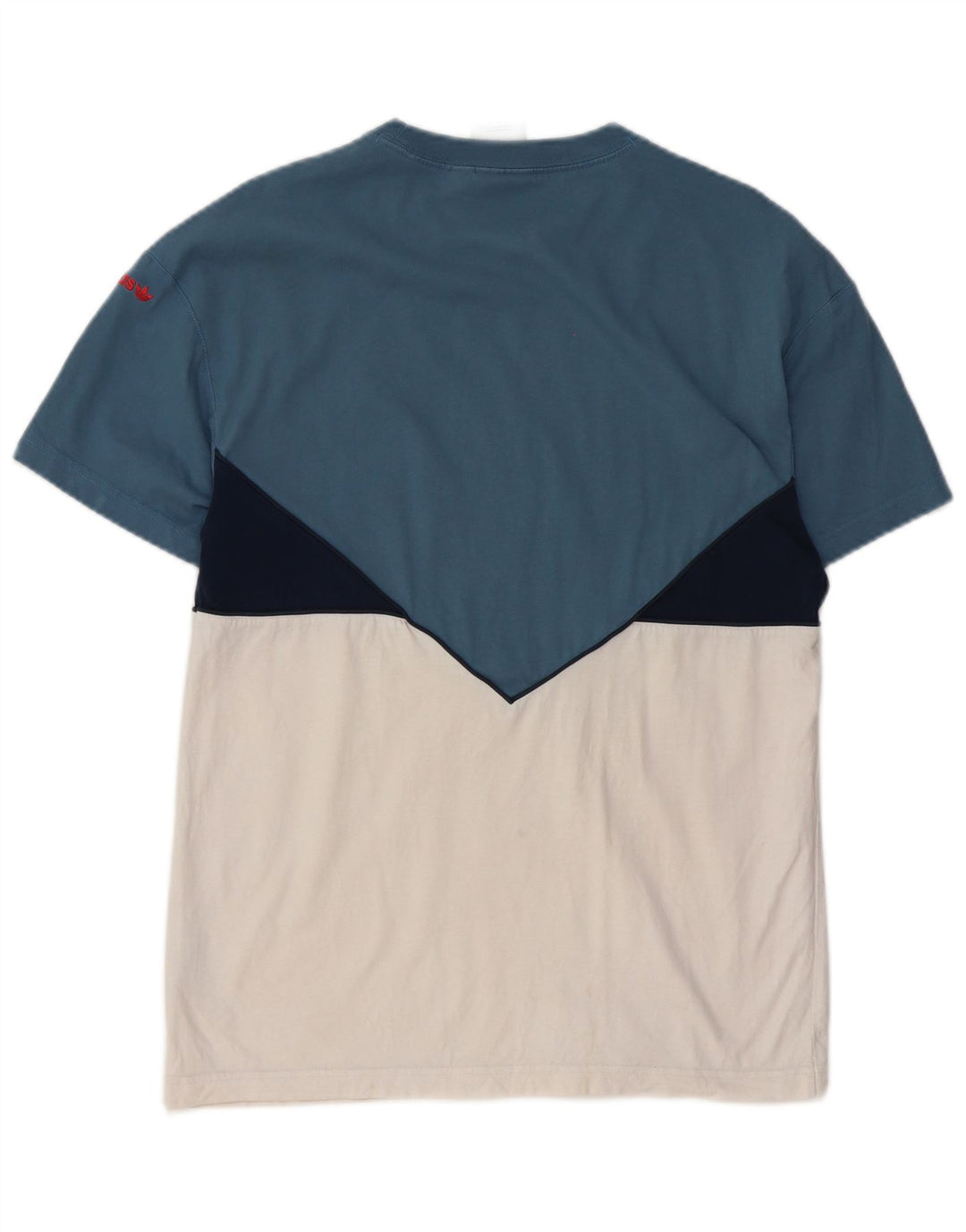 Adidas Herre T-Shirt Top Lille Blå Colourblock Bomuld