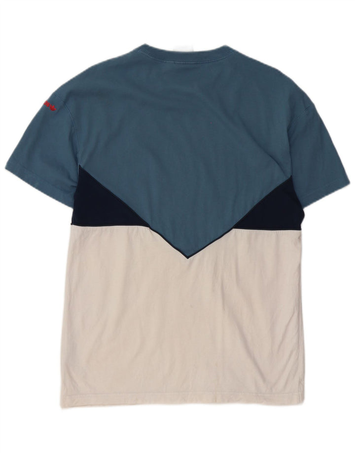 Adidas Herre T-Shirt Top Lille Blå Colourblock Bomuld