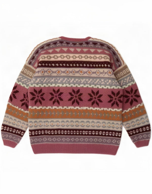 Vintage dame sweater med rund hals DK 16 Large Multicolored Fair Isle