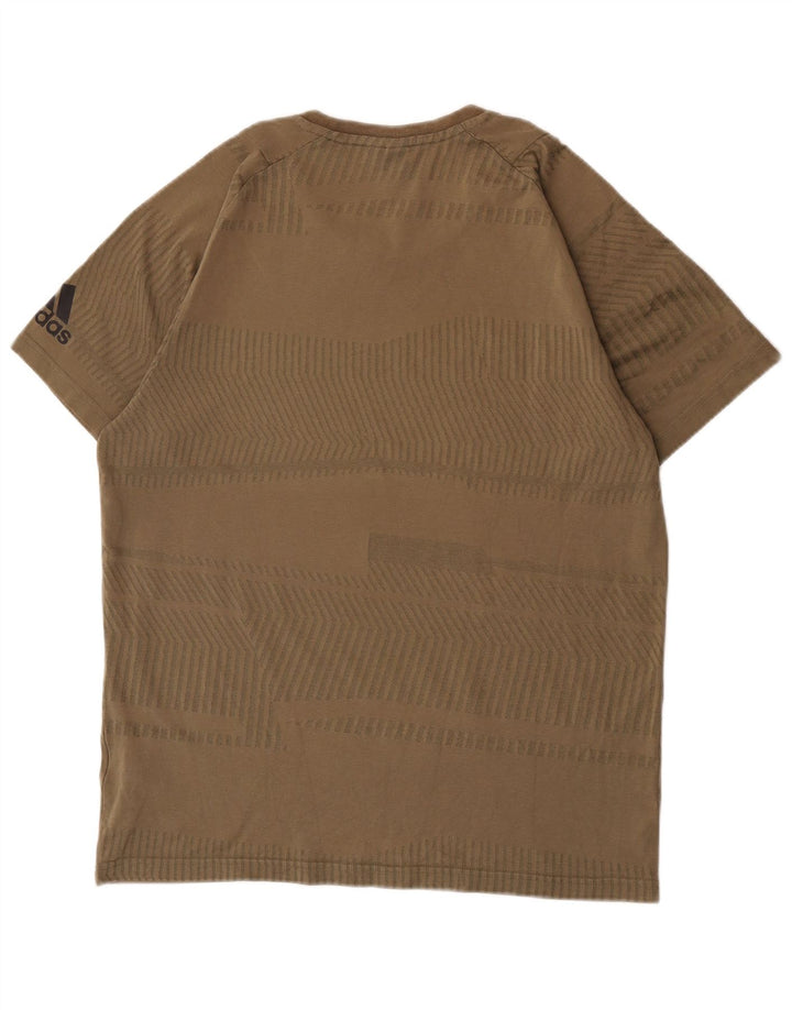 Adidas Herre T-Shirt Top Stor Khaki Stribet Bomuld