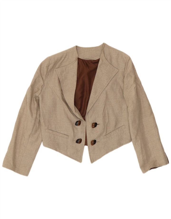 VINTAGE Womens Bolero Jacket UK 14 Large Beige
