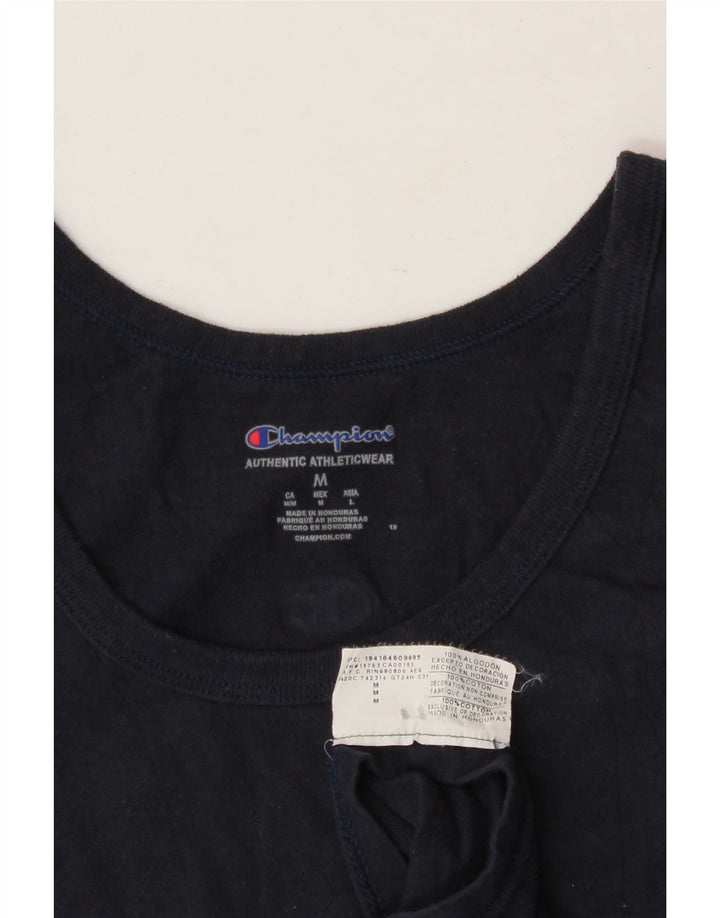 CHAMPION Womens Graphic Vest Top UK 14 Medium Navy Blue Cotton Vintage Champion and Second-Hand Champion from Messina Hembry 